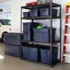 imageRubbermaid Roughneck Tote 31 Gal 3 Pack Made in USA Dark Indigo Metallic Rugged Plastic Stackable Storage Bins with Lids and Handles18 Gal  6 Pack