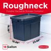 imageRubbermaid Roughneck Tote 31 Gal 3 Pack Made in USA Dark Indigo Metallic Rugged Plastic Stackable Storage Bins with Lids and Handles18 Gal  6 Pack