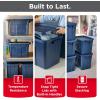 imageRubbermaid Roughneck Tote 31 Gal 3 Pack Made in USA Dark Indigo Metallic Rugged Plastic Stackable Storage Bins with Lids and Handles18 Gal  6 Pack