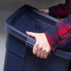 imageRubbermaid Roughneck Tote 31 Gal 3 Pack Made in USA Dark Indigo Metallic Rugged Plastic Stackable Storage Bins with Lids and Handles25 Gal  4 Pack