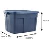 imageRubbermaid Roughneck Tote 31 Gal 3 Pack Made in USA Dark Indigo Metallic Rugged Plastic Stackable Storage Bins with Lids and Handles25 Gal  4 Pack