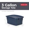 imageRubbermaid Roughneck Tote 31 Gal 3 Pack Made in USA Dark Indigo Metallic Rugged Plastic Stackable Storage Bins with Lids and Handles3 Gal  6 Pack