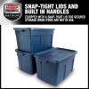 imageRubbermaid Roughneck Tote 31 Gal 3 Pack Made in USA Dark Indigo Metallic Rugged Plastic Stackable Storage Bins with Lids and Handles31 Gal  3 Pack