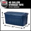 imageRubbermaid Roughneck Tote 31 Gal 3 Pack Made in USA Dark Indigo Metallic Rugged Plastic Stackable Storage Bins with Lids and Handles40 Gal  2 Pack