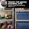 imageRubbermaid Roughneck Tote 31 Gal 3 Pack Made in USA Dark Indigo Metallic Rugged Plastic Stackable Storage Bins with Lids and Handles50 Gal  2 Pack