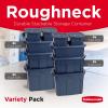 imageRubbermaid Roughneck Tote 31 Gal 3 Pack Made in USA Dark Indigo Metallic Rugged Plastic Stackable Storage Bins with Lids and HandlesVariety  10 Pack