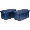 imageRubbermaid Roughneck Tote 31 Gal 3 Pack Made in USA Dark Indigo Metallic Rugged Plastic Stackable Storage Bins with Lids and Handles40 Gal  2 Pack