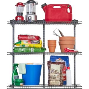 imageRubbermaid Fasttrack Rail Storage 36quotx12quot 3Shelf Kit 350 lbs Per Shelf for HomeGarageShedWorkshop Organization