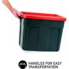 imageRubbermaid Roughneck Tote 18 Gal 6 Pack Made in USA Green ampamp Red Rugged Plastic Stackable Storage Bins with Lids and Handles18 Gal  6 Pack