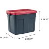 imageRubbermaid Roughneck Tote 18 Gal 6 Pack Made in USA Green ampamp Red Rugged Plastic Stackable Storage Bins with Lids and Handles18 Gal  6 Pack