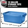 imageRubbermaid Roughneck Tote 25 Gal 4 Pack Made in USA Heritage Blue Rugged Plastic Stackable Storage Bins with Lids and Handles10 Gal  6 Pack
