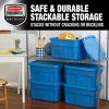 imageRubbermaid Roughneck Tote 25 Gal 4 Pack Made in USA Heritage Blue Rugged Plastic Stackable Storage Bins with Lids and Handles14 Gal  6 Pack
