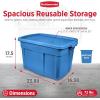 imageRubbermaid Roughneck Tote 25 Gal 4 Pack Made in USA Heritage Blue Rugged Plastic Stackable Storage Bins with Lids and Handles18 Gal  6 Pack