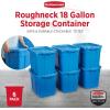 imageRubbermaid Roughneck Tote 25 Gal 4 Pack Made in USA Heritage Blue Rugged Plastic Stackable Storage Bins with Lids and Handles18 Gal  6 Pack