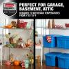 imageRubbermaid Roughneck Tote 25 Gal 4 Pack Made in USA Heritage Blue Rugged Plastic Stackable Storage Bins with Lids and Handles25 Gal  4 Pack