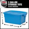 imageRubbermaid Roughneck Tote 25 Gal 4 Pack Made in USA Heritage Blue Rugged Plastic Stackable Storage Bins with Lids and Handles3 Gal  6 Pack