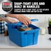 imageRubbermaid Roughneck Tote 25 Gal 4 Pack Made in USA Heritage Blue Rugged Plastic Stackable Storage Bins with Lids and Handles3 Gal  6 Pack