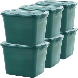 imageRubbermaid ECOSense Wheeled Storage Totes 40 Gal Pack of 2 Durable and Reusable Bins with Latching Lids for Garage or Home Organization Made From Recycled Materials18 Gal  6 Pack
