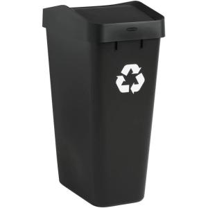 imageRubbermaid Swing Top Recycling Container Easy Access Disposal and Slim Modern Recycle Bin with Lid 122 Gallon Capacity Black for HomeKitchenHotelLobbyOfficeGarage