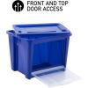 imageRubbermaid Small AllAccess Tote with Lids Pack of 4 Stackable Storage Bins with Clear DropDown Door and Carry Handles Closet Organization Containers Blazer BlueMedium 2pk