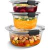 imageRubbermaid Brilliance Glass Round LeakProof 6Piece Set Food Storage Containers Food Containers with Lids Meal Prep ContainersSet of 3 Assorted Round Containers