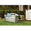 imageRubbermaid Resin Outdoor Storage Bench 32 Gal Weather Resistant BrownGrey Deck Organization for HomeBackyardPool ChemicalsToysGarden ToolsPorchPatio Cushions